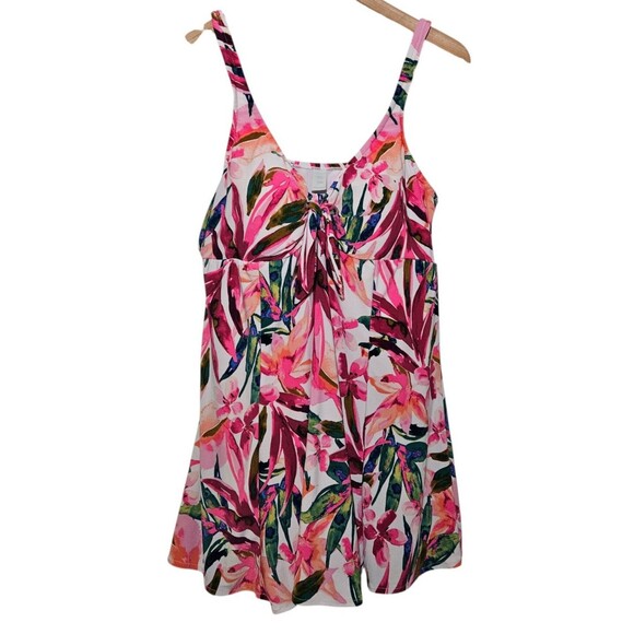 Bal Harbour 16W Hip Minimizer Tropical One-Piece Swimsuit Dress Vacation Resort - Picture 2 of 12